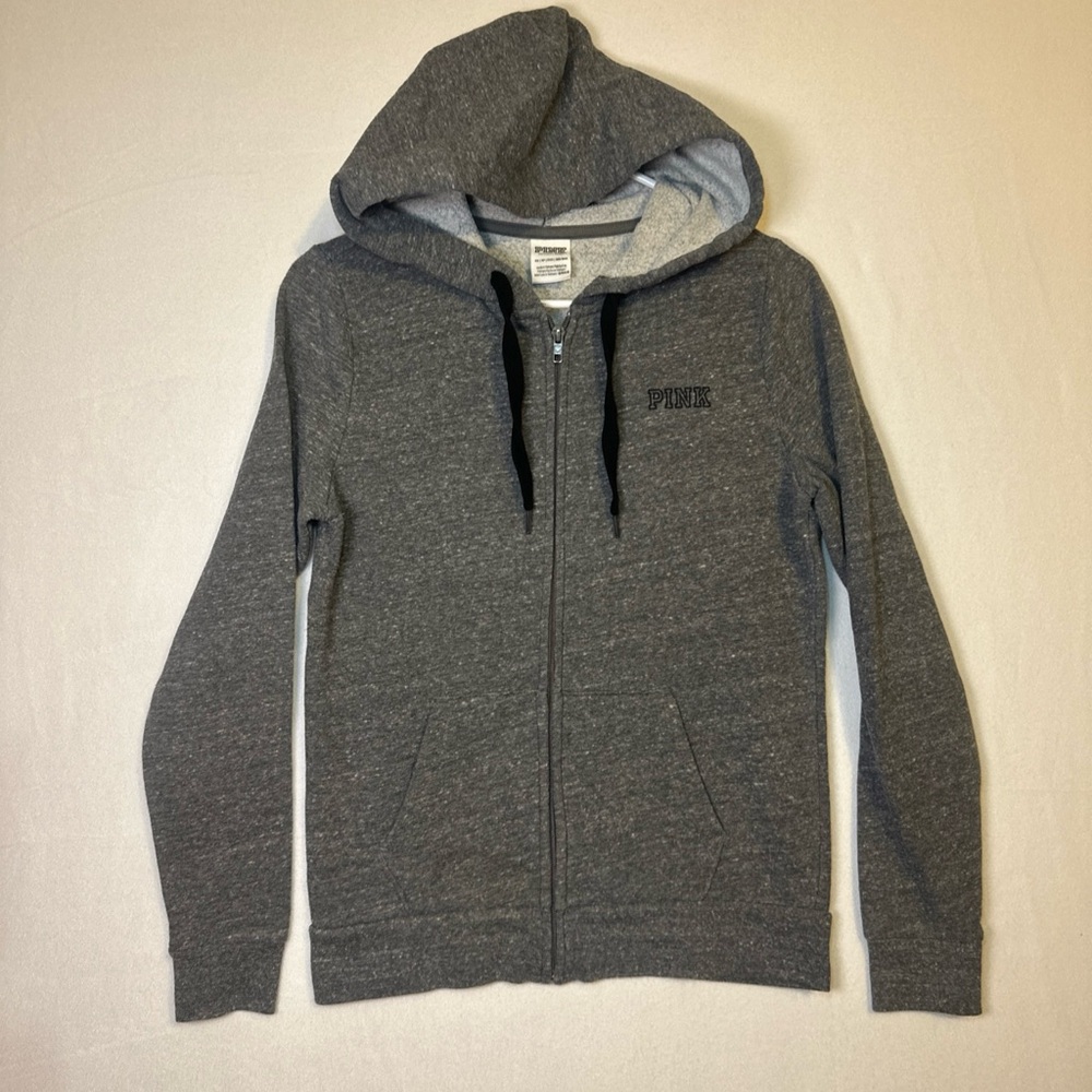 Victoria Secret Pink Hoodie Full‎ Zip Gray  Size Xsmall